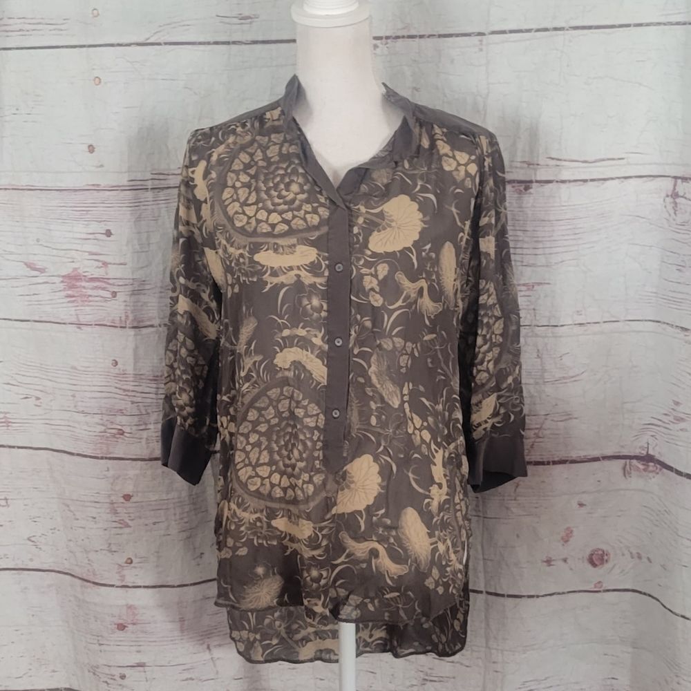 Wilfred Aritiza Silk Abstract‎ Floral Print Blouse Size Medium